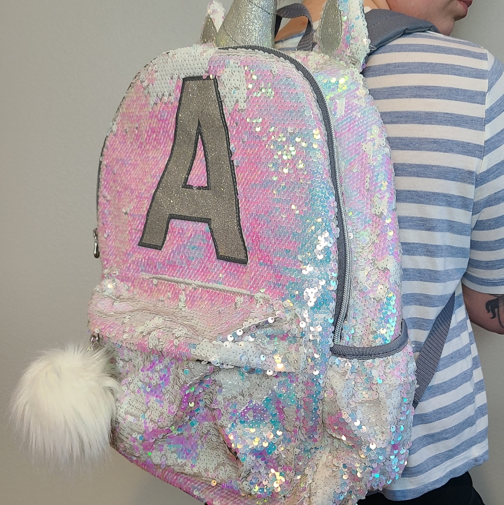 Holographic unicorn backpack